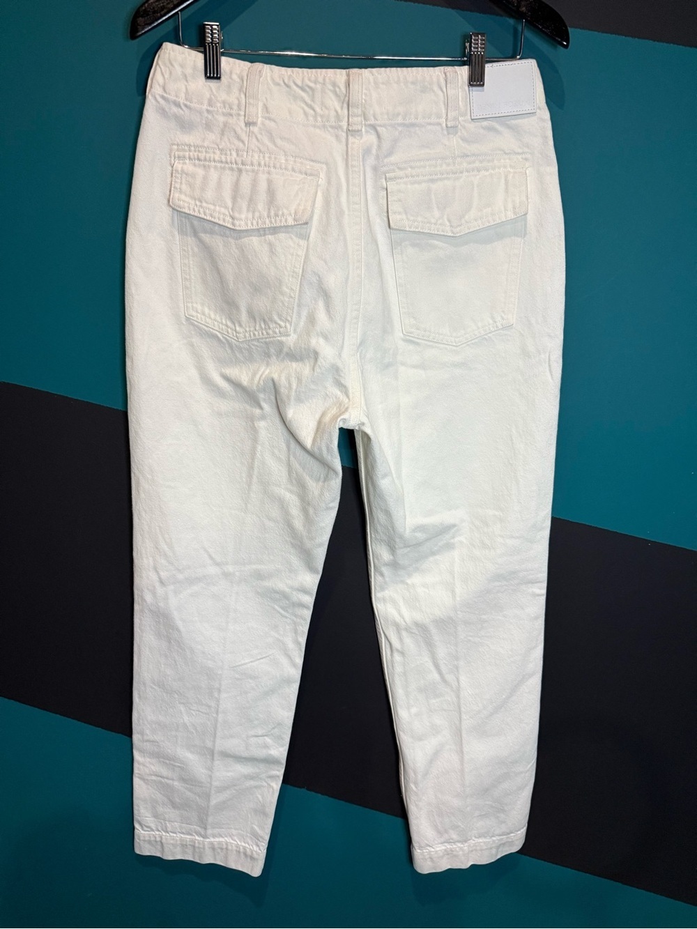 Denim Forum White Straight Leg High-Rise Jeans Preppy The John Highrise Loose - Picture 6 of 13